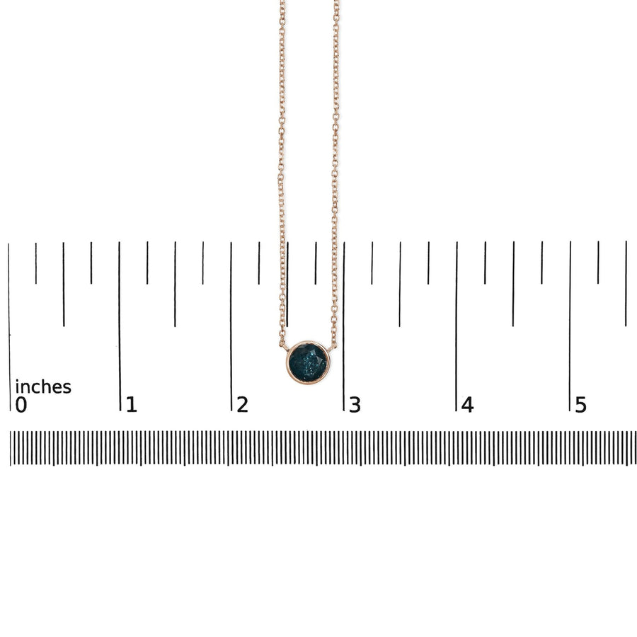 14K Rose Gold 2.0 Cttw Bezel Set Blue Diamond Solitaire Pendant Necklace  - 18