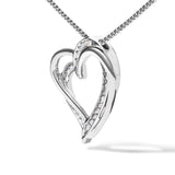 925 Sterling Silver 1/10ct TDW Diamond Double Heart Pendant Necklace-3 thumbnail 4