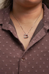 925 Sterling Silver 1/10ct TDW Diamond Double Heart Pendant Necklace-2 thumbnail 3