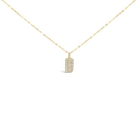 14K Yellow Gold 1/3 Cttw Diamond Dog Tag Pendant Necklaces 18