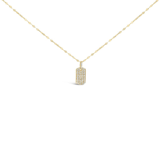 14K Yellow Gold 1/3 Cttw Diamond Dog Tag Pendant Necklaces 18"-0