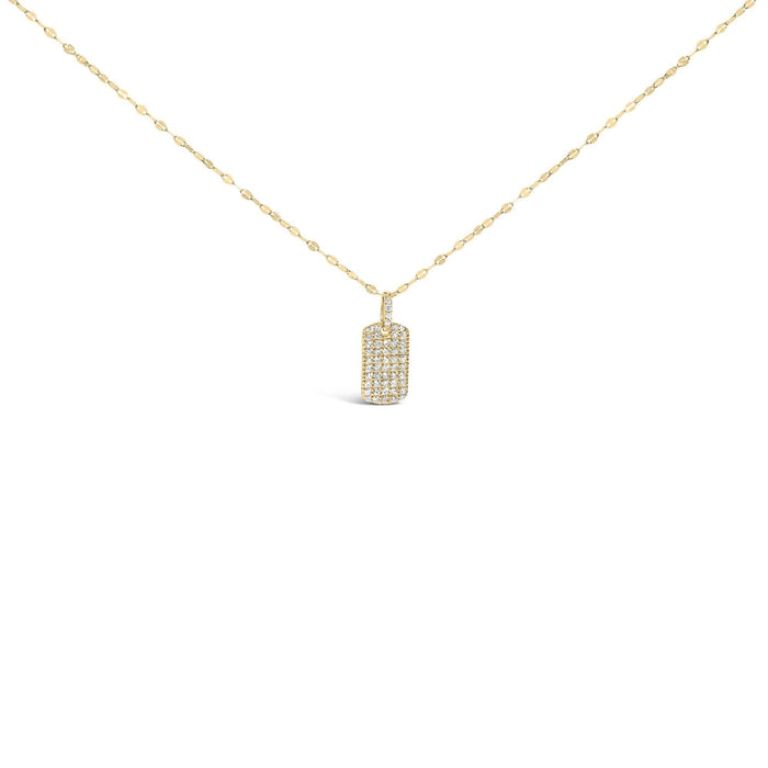 14K Yellow Gold 1/3 Cttw Diamond Dog Tag Pendant Necklaces 18
