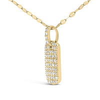 14K Yellow Gold 1/3 Cttw Diamond Dog Tag Pendant Necklaces 18