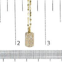 14K Yellow Gold 1/3 Cttw Diamond Dog Tag Pendant Necklaces 18