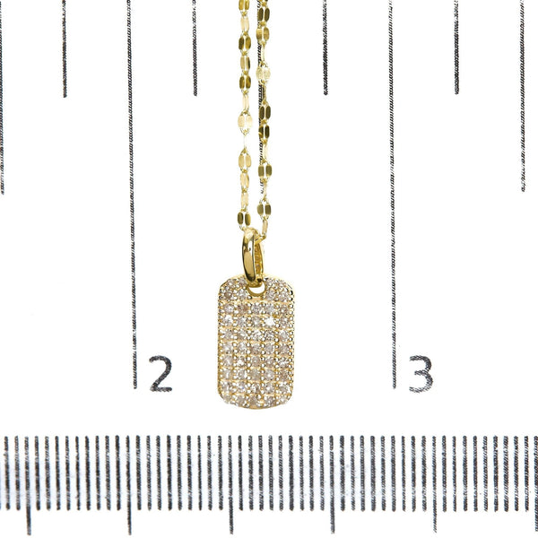 14K Yellow Gold 1/3 Cttw Diamond Dog Tag Pendant Necklaces 18
