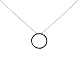 .925 Sterling Silver Black Diamond Open Hoop Circle 18