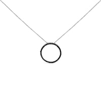 .925 Sterling Silver Black Diamond Open Hoop Circle 18