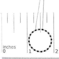 .925 Sterling Silver 2.0 Cttw Alternating Black and White Diamond Open Hoop Circle Pendant Necklace (H-I Color, I2-I3 Clarity) - 18
