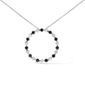 925 sterling silver open circle pendant with black and white diamond stones