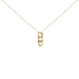 14K Yellow Gold Plated .925 Sterling Silver 1/6 Cttw Diamond Interlocking Triple Asymmetric Circle Hoop 18