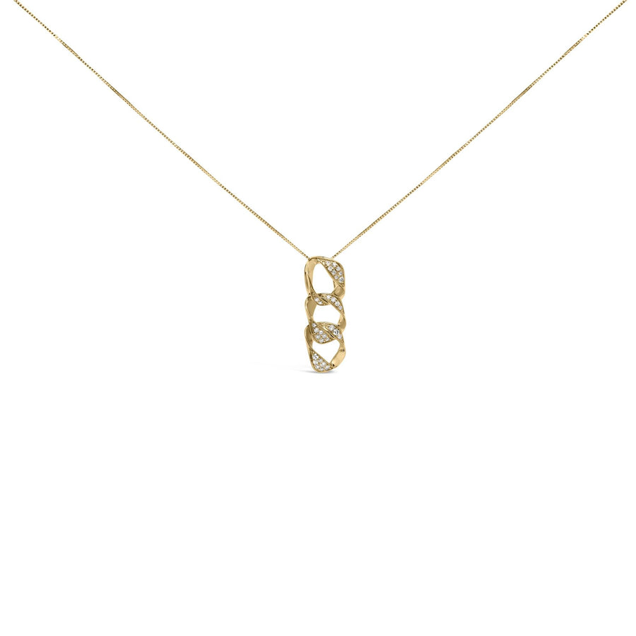 14K Yellow Gold Plated .925 Sterling Silver 1/6 Cttw Diamond Interlocking Triple Asymmetric Circle Hoop 18