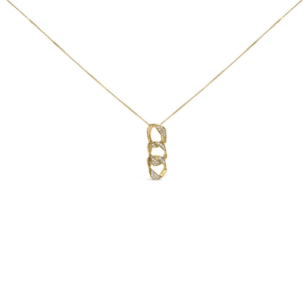 14K Yellow Gold Plated .925 Sterling Silver 1/6 Cttw Diamond Interlocking Triple Asymmetric Circle Hoop 18