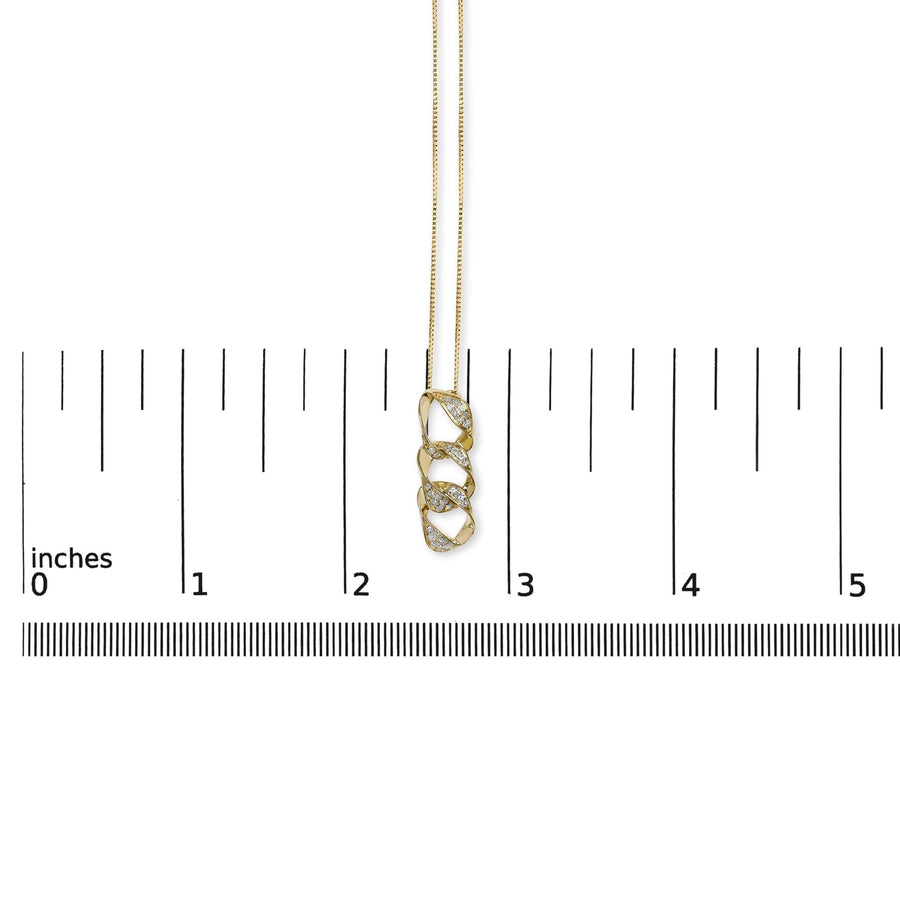 14K Yellow Gold Plated .925 Sterling Silver 1/6 Cttw Diamond Interlocking Triple Asymmetric Circle Hoop 18