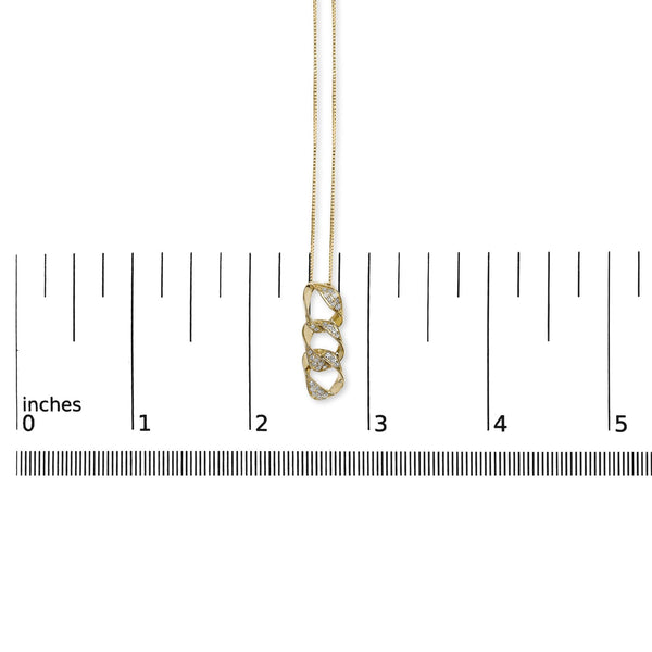 14K Yellow Gold Plated .925 Sterling Silver 1/6 Cttw Diamond Interlocking Triple Asymmetric Circle Hoop 18