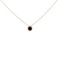 14K rose gold necklace with one round black diamond stone in a bezel
