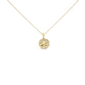 10K yellow gold three leaf clover necklace with center diamond stone