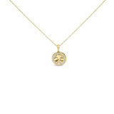 10K yellow gold three leaf clover necklace with center diamond stone thumbnail 1