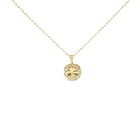 10K Yellow Gold 3 Leaf Clover 1/6 Cttw Diamond Pendant Necklace