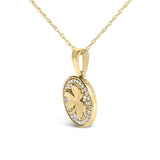 10K Yellow Gold 3 Leaf Clover 1/6 Cttw Diamond Pendant Necklace-3 thumbnail 4