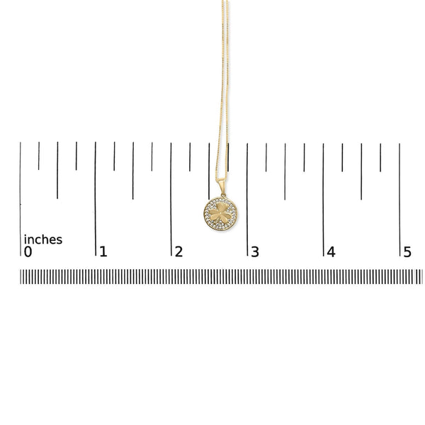 10K Yellow Gold 3 Leaf Clover 1/6 Cttw Diamond Pendant Necklace
