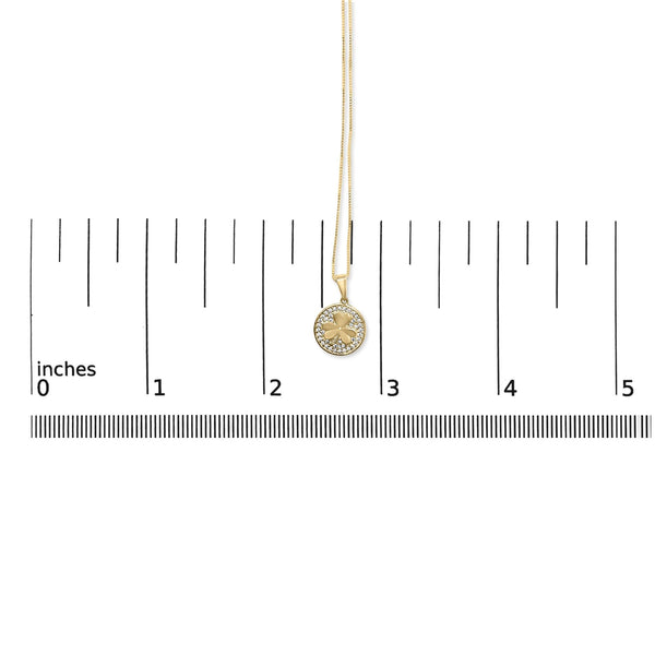 10K Yellow Gold 3 Leaf Clover 1/6 Cttw Diamond Pendant Necklace