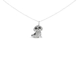 .925 Sterling Silver 1 1/4 Cttw Diamond Shih Tzu Dog Pendant Necklace 18 inch (Black and I-J Color, I2-I3 Clarity)-1 thumbnail 2