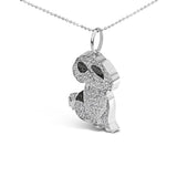 .925 Sterling Silver 1 1/4 Cttw Diamond Shih Tzu Dog Pendant Necklace 18 inch (Black and I-J Color, I2-I3 Clarity)-3 thumbnail 4