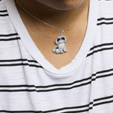 .925 Sterling Silver 1 1/4 Cttw Diamond Shih Tzu Dog Pendant Necklace 18 inch (Black and I-J Color, I2-I3 Clarity)-2 thumbnail 3
