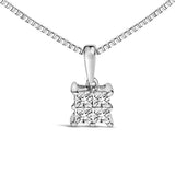 Sterling Silver 1/4 Cttw Princess Cut Diamond 4 Stone Pendant Necklace-1 thumbnail 2
