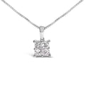 Sterling Silver 1/2 Cttw Princess-Cut Diamond 4 Stone Pendant Necklace-0