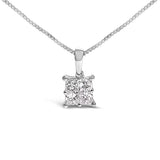 Sterling Silver 1/2 Cttw Princess-Cut Diamond 4 Stone Pendant Necklace-0 thumbnail 1