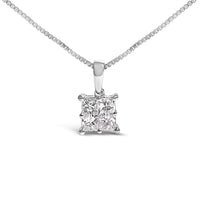 Sterling Silver 1/2 Cttw Princess-Cut Diamond 4 Stone Pendant Necklace