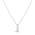 10K White Gold 1/2 Cttw Diamond 3 Stone Drop Pendant Necklace-0