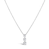 10K White Gold 1/2 Cttw Diamond 3 Stone Drop Pendant Necklace-0 thumbnail 1