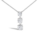 10K White Gold 1/2 Cttw Diamond 3 Stone Drop Pendant Necklace-1 thumbnail 2