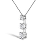 10K White Gold 1/2 Cttw Diamond 3 Stone Drop Pendant Necklace-3 thumbnail 4