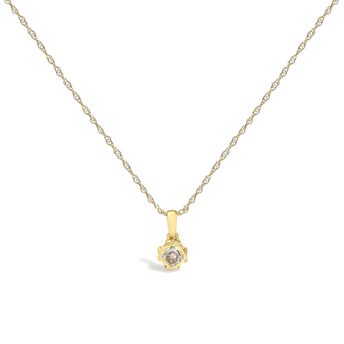 14K Yellow Gold Plated Sterling Silver 1/5 Cttw Diamond Swirl Pendant Necklace