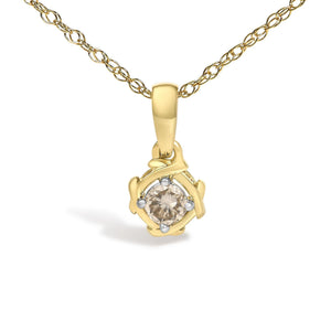 14K Yellow Gold Plated Sterling Silver 1/5 Cttw Diamond Swirl Pendant Necklace-1