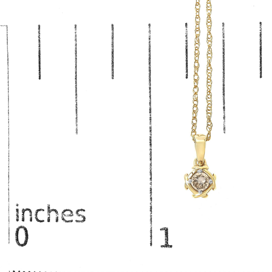 14K Yellow Gold Plated Sterling Silver 1/5 Cttw Diamond Swirl Pendant Necklace