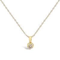14K Yellow Gold Plated Silver 1/5 Cttw Diamond Openwork Pendant Necklace