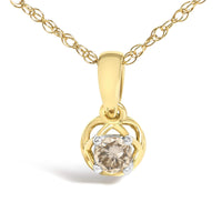 14K Yellow Gold Plated Silver 1/5 Cttw Diamond Openwork Pendant Necklace