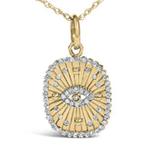14K Yellow Gold Plated Sterling Silver 3/8 Cttw Diamond Evil Eye Pendant Necklace-1 thumbnail 2