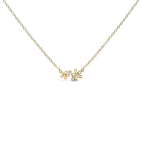14K Yellow Gold Plated Sterling Silver Diamond Accent Floral Pendant Necklace