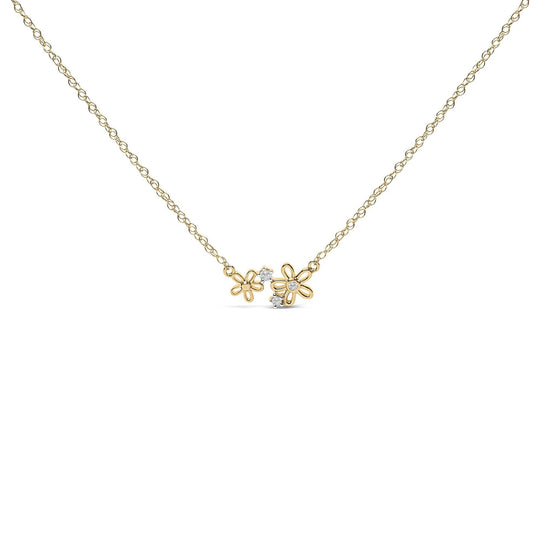 14K Yellow Gold Plated Sterling Silver Diamond Accent Floral Pendant Necklace-0