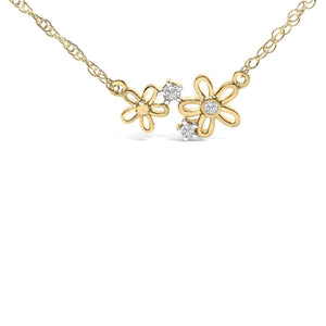 14K Yellow Gold Plated Sterling Silver Diamond Accent Floral Pendant Necklace-1