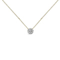 14K yellow gold necklace with cluster of round diamond stones