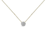 14K yellow gold necklace with cluster of round diamond stones thumbnail 1