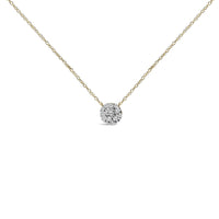 14K Yellow Gold Plated Sterling Silver 3/8 Cttw Diamond Cluster Pendant Necklace