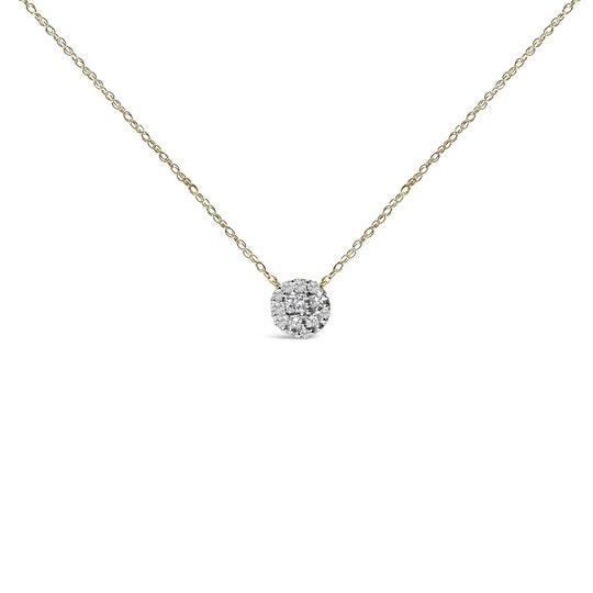 14K Yellow Gold Plated Sterling Silver 3/8 Cttw Diamond Cluster Pendant Necklace-0