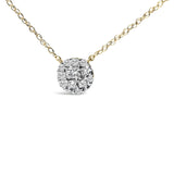 14K Yellow Gold Plated Sterling Silver 3/8 Cttw Diamond Cluster Pendant Necklace-1 thumbnail 2